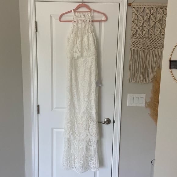 Lulus NWT Magic in the Moment White Lace Tiered Maxi Dress - Picture 9 of 9
